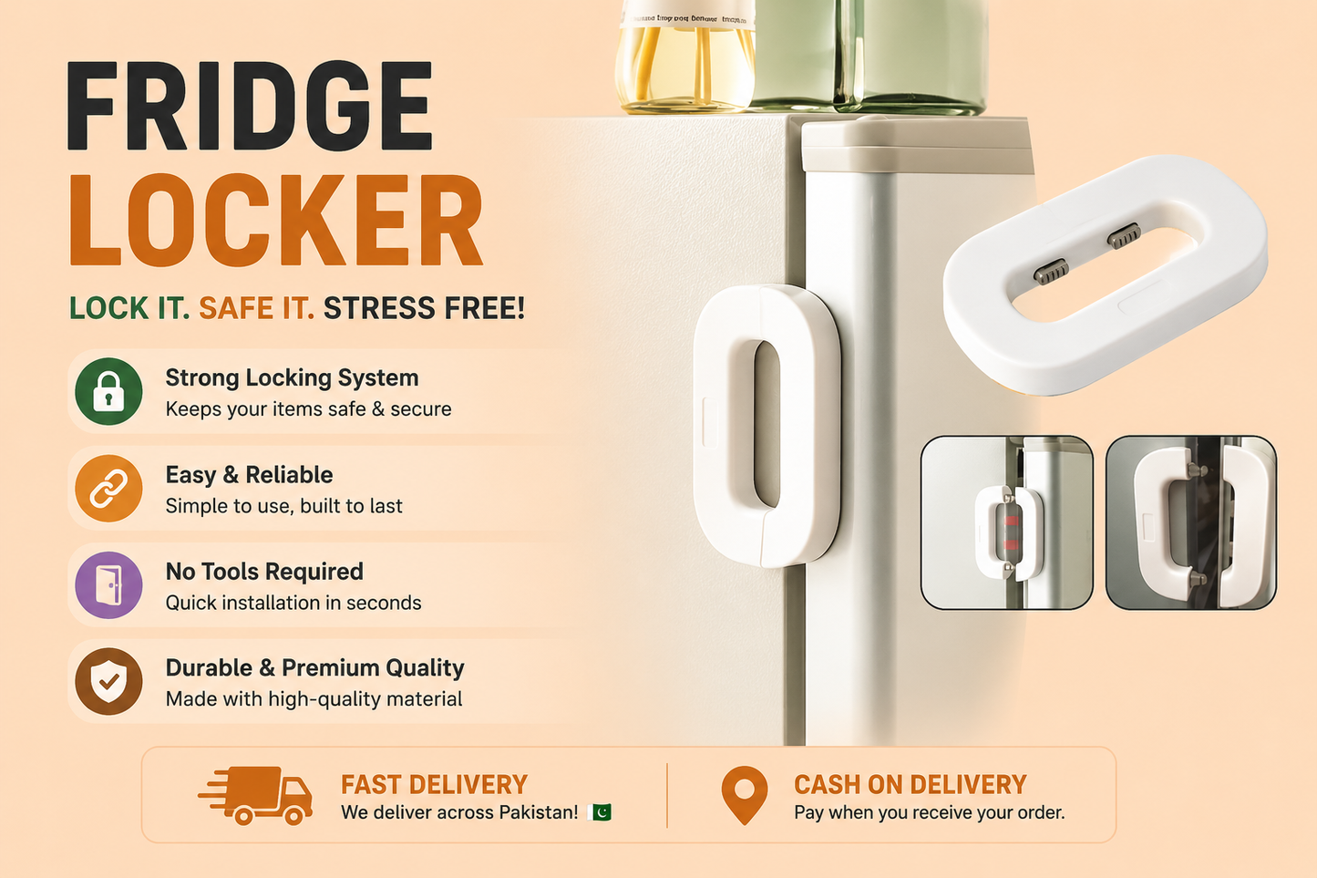 Fridge Lock for Child Safety Cabinet