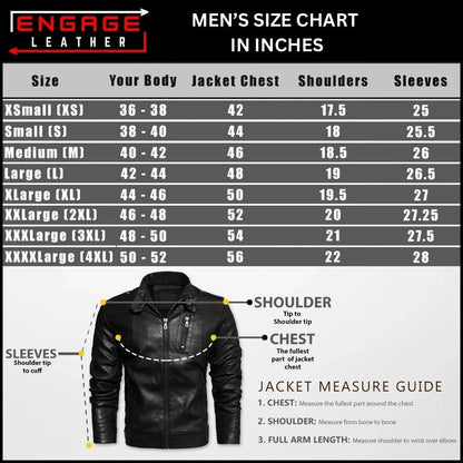 MEN BROWN LEATHER BIKER JACKET ORWELL